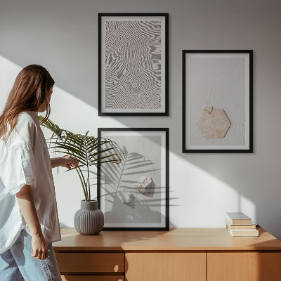 Lot de 3 tableaux pour salon Textures de sable bohème clair