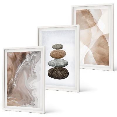 Lot de 3 tableaux pour salon Formes pastel abstraites