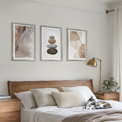 Lot de 3 tableaux pour salon Formes pastel abstraites