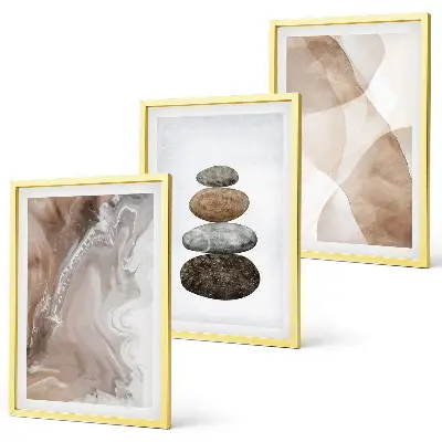 Lot de 3 tableaux pour salon formes abstraites pastel