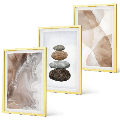 Lot de 3 tableaux pour salon Formes pastel abstraites