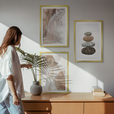 Lot de 3 tableaux pour salon Formes pastel abstraites