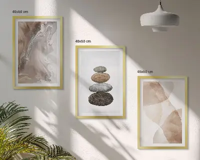 Lot de 3 tableaux pour salon formes abstraites pastel