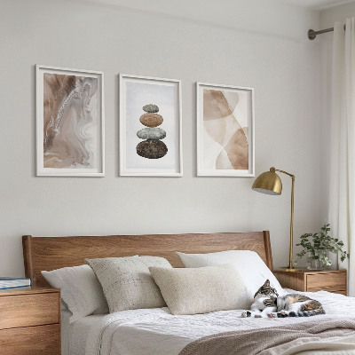 Lot de 3 tableaux pour salon Formes pastel abstraites