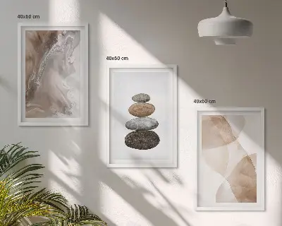 Lot de 3 tableaux pour salon formes abstraites pastel