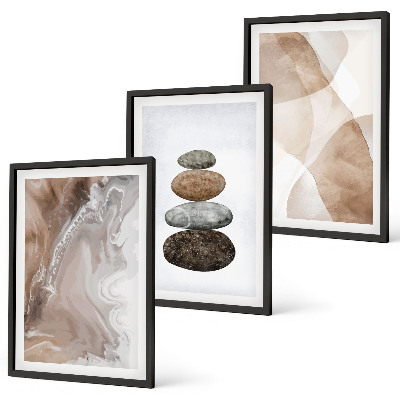 Lot de 3 tableaux pour salon Formes pastel abstraites