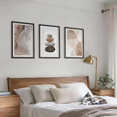 Lot de 3 tableaux pour salon Formes pastel abstraites