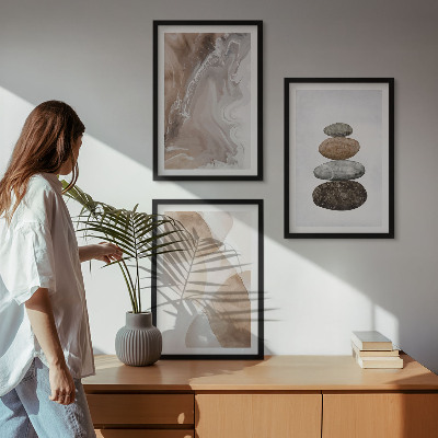 Lot de 3 tableaux pour salon Formes pastel abstraites