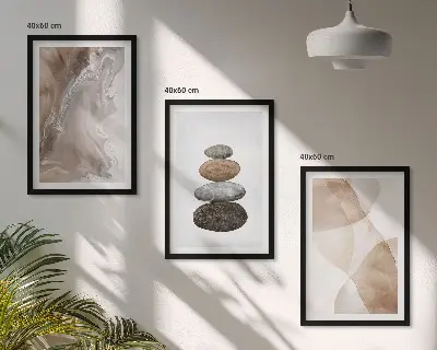 Lot de 3 tableaux pour salon formes abstraites pastel