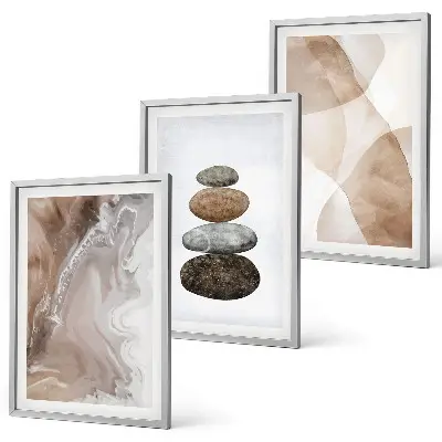 Lot de 3 tableaux pour salon formes abstraites pastel