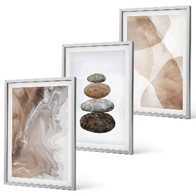 Lot de 3 tableaux pour salon Formes pastel abstraites