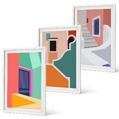 Cadre photo mural Illustrations colorées de bâtiments