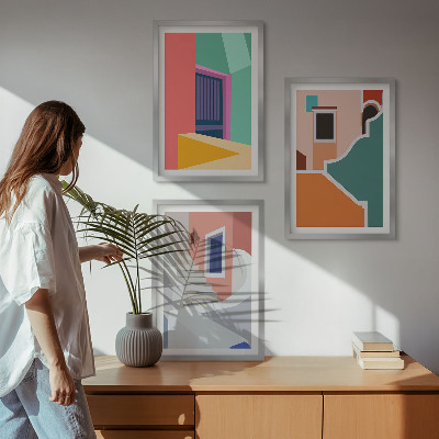 Cadre photo mural Illustrations colorées de bâtiments