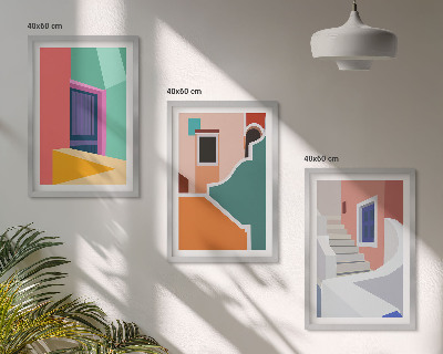 Cadre photo mural Illustrations colorées de bâtiments