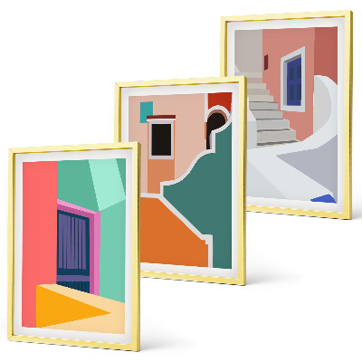 Cadre photo mural Illustrations colorées de bâtiments