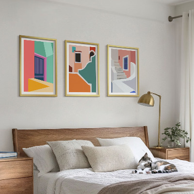 Cadre photo mural Illustrations colorées de bâtiments