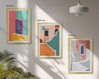 Cadre photo mural Illustrations colorées de bâtiments