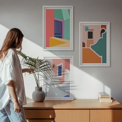 Cadre photo mural Illustrations colorées de bâtiments