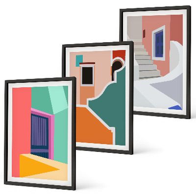 Cadre photo mural Illustrations colorées de bâtiments