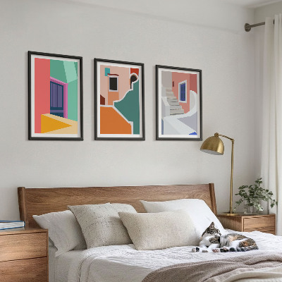 Cadre photo mural Illustrations colorées de bâtiments