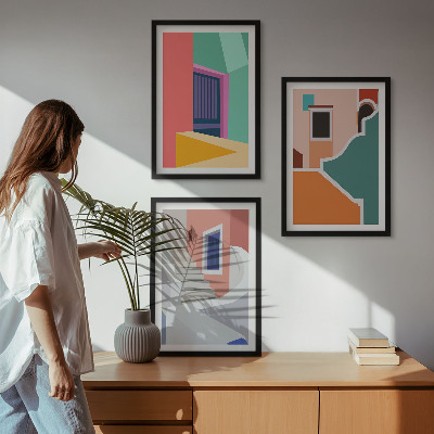 Cadre photo mural Illustrations colorées de bâtiments