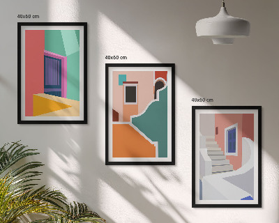 Cadre photo mural Illustrations colorées de bâtiments