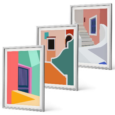 Cadre photo mural Illustrations colorées de bâtiments