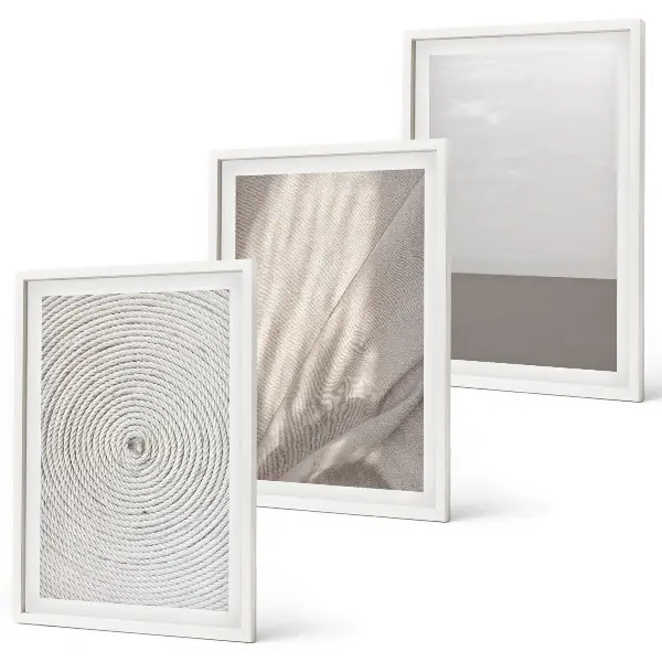 Lot de 3 tableaux pour salon avec motifs aux textures bohèmes naturelles