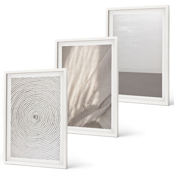 Lot de 3 tableaux pour salon Textures bohèmes naturelles