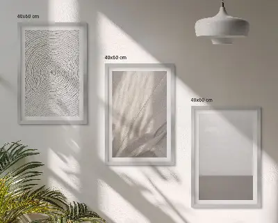 Lot de 3 tableaux pour salon avec motifs aux textures bohèmes naturelles