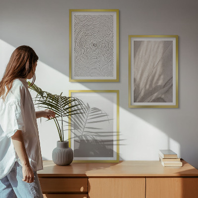Lot de 3 tableaux pour salon Textures bohèmes naturelles