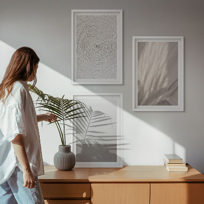 Lot de 3 tableaux pour salon Textures bohèmes naturelles