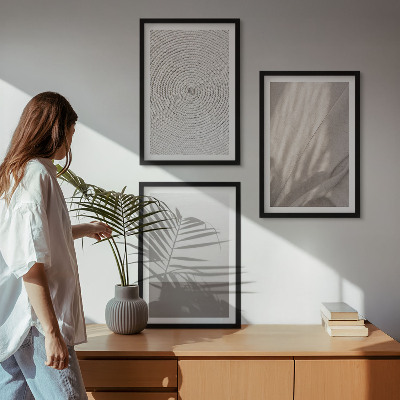 Lot de 3 tableaux pour salon Textures bohèmes naturelles