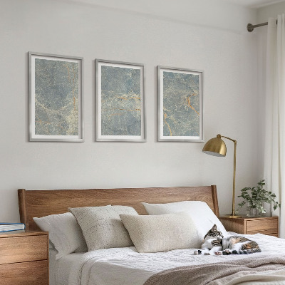 Lot de 3 tableaux pour salon Pierre décorative en marbre vert