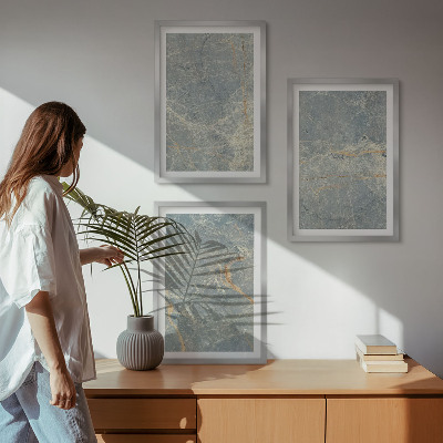 Lot de 3 tableaux pour salon Pierre décorative en marbre vert