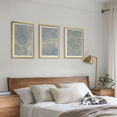 Lot de 3 tableaux pour salon Pierre décorative en marbre vert
