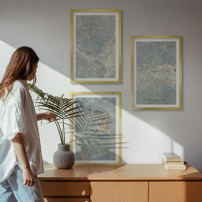 Lot de 3 tableaux pour salon Pierre décorative en marbre vert