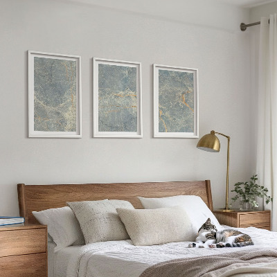 Lot de 3 tableaux pour salon Pierre décorative en marbre vert