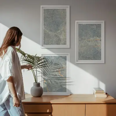 Tableaux décoratifs en marbre vert lot de 3 pour salon