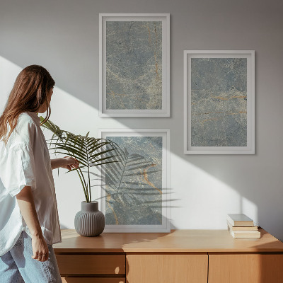 Lot de 3 tableaux pour salon Pierre décorative en marbre vert
