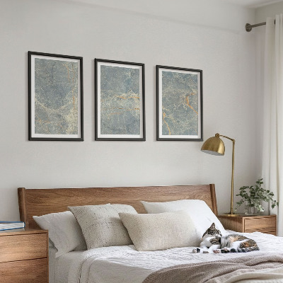 Lot de 3 tableaux pour salon Pierre décorative en marbre vert