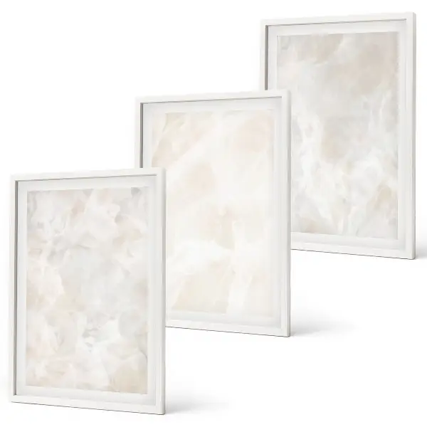 Lot de 3 tableaux pour salon motif structures en marbre pastel