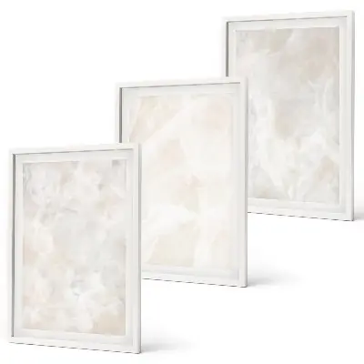 Lot de 3 tableaux pour salon motif structures en marbre pastel