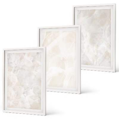 Lot de 3 tableaux pour salon Structures en marbre pastel