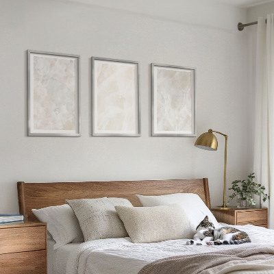 Lot de 3 tableaux pour salon Structures en marbre pastel