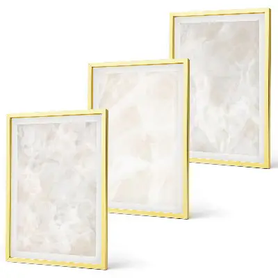 Lot de 3 tableaux pour salon motif structures en marbre pastel