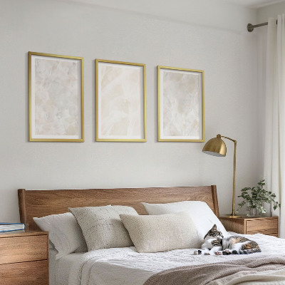 Lot de 3 tableaux pour salon Structures en marbre pastel