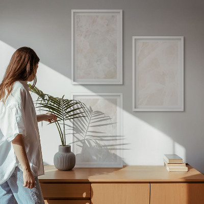Lot de 3 tableaux pour salon Structures en marbre pastel
