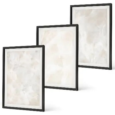 Lot de 3 tableaux pour salon motif structures en marbre pastel