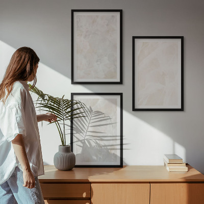 Lot de 3 tableaux pour salon Structures en marbre pastel
